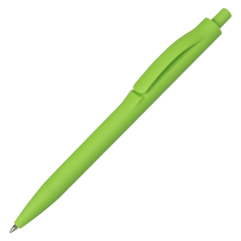Ручка шариковая IGLA SOFT, пластиковая, софт-тач, салатовая с логотипом