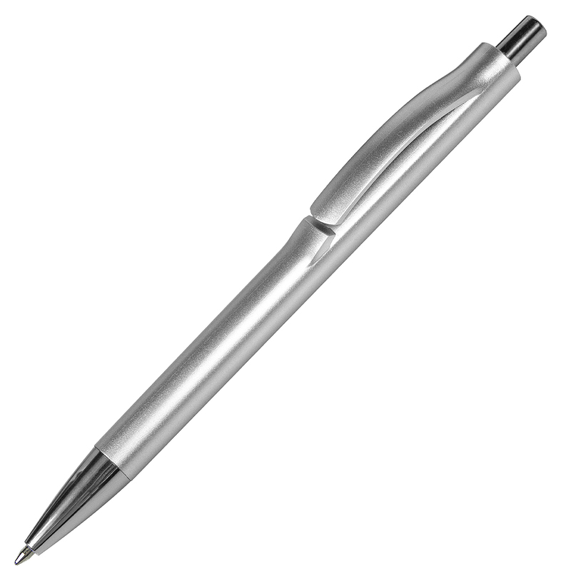 Ручка шариковая IGLA COLOR, пластиковая, серебристая с логотипом