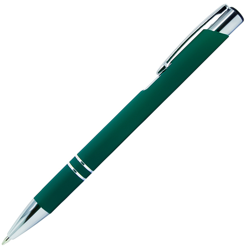Ручка шариковая Legend Soft Touch Requis, зеленая с логотипом