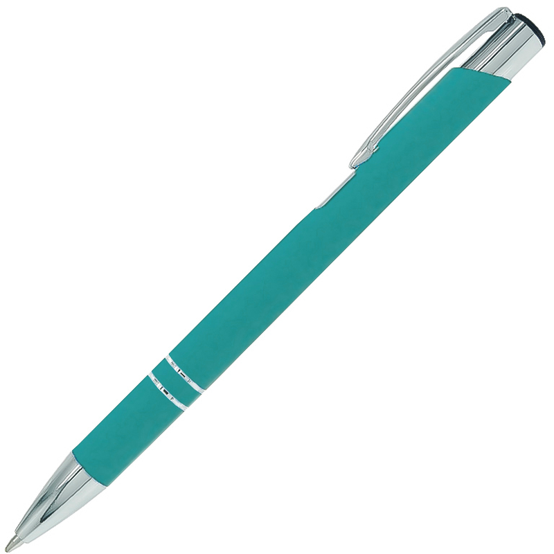 Ручка шариковая Legend Soft Touch Requis, бирюзовая с логотипом