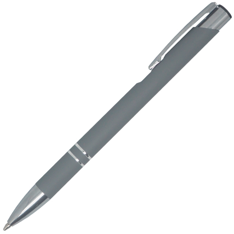 Ручка шариковая, Legend Soft Touch Mirror Silver Requis, серая с логотипом