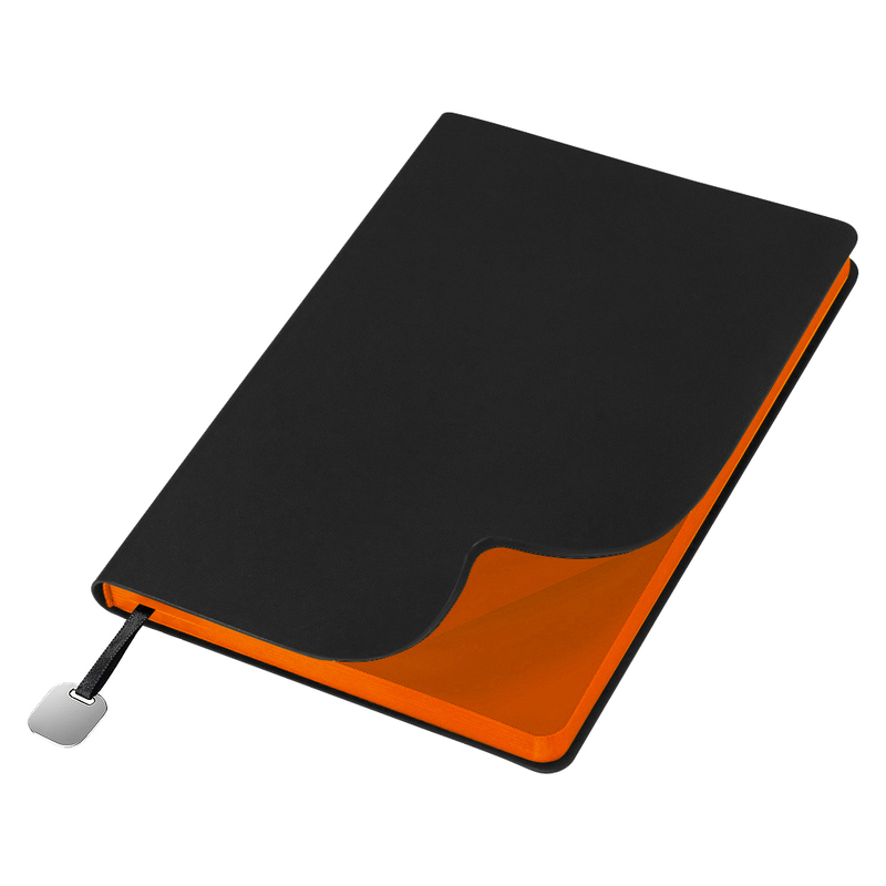 Ежедневник Flexy Latte Soft Touch Black Edition Color А5, черный/оранжевый, недатированный, в гибкой обложке с логотипом
