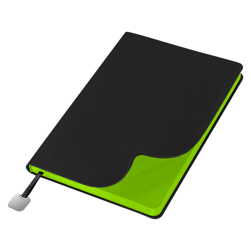 Ежедневник Flexy Latte Soft Touch Black Edition Color А5, черный/салатовый, недатированный, в гибкой обложке с логотипом