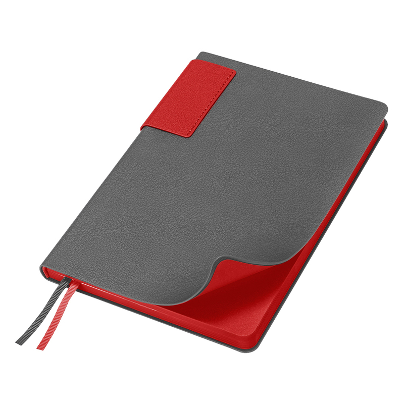 Ежедневник Flexy Star Sivilia Grey Edition Color А5 серо-красный, недатированный в гибкой обложке с логотипом