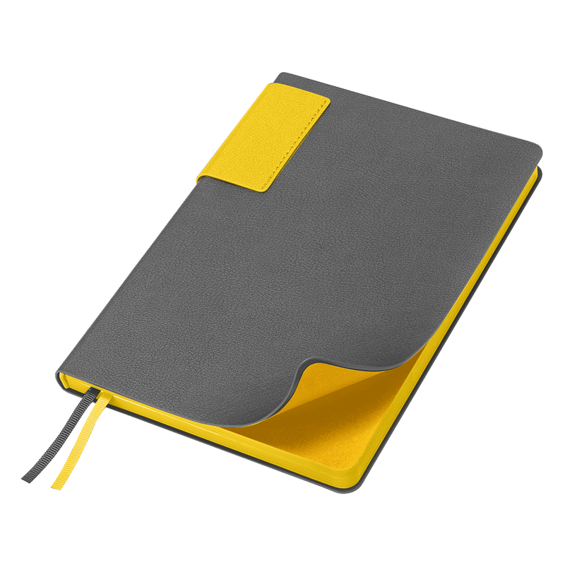 Ежедневник Flexy Star Sivilia Grey Edition Color А5 серо-желтый, недатированный в гибкой обложке с логотипом