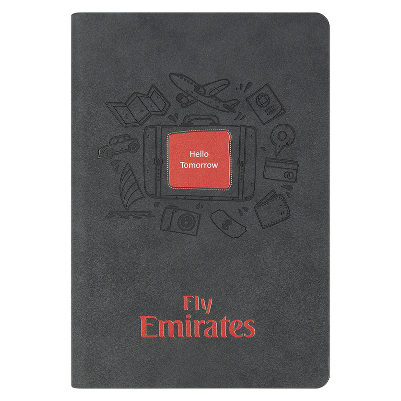 Ежедневник Flexy Nuba Print Sample Fly Emirates А5, темно-серый, недатированный, в гибкой обложке с логотипом