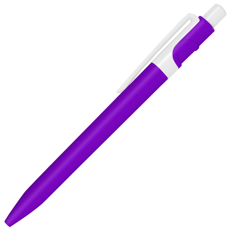 Ручка шариковая пластиковая Ravena Color фиолетовая/белая с логотипом