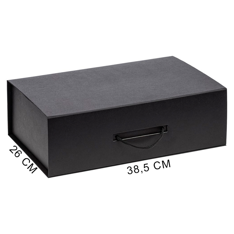 Подарочная коробка, размер 39*26,3*11 см, Solution Prestige Big Case  Fabrique с магнитным клапаном и ручкой , черная с логотипом