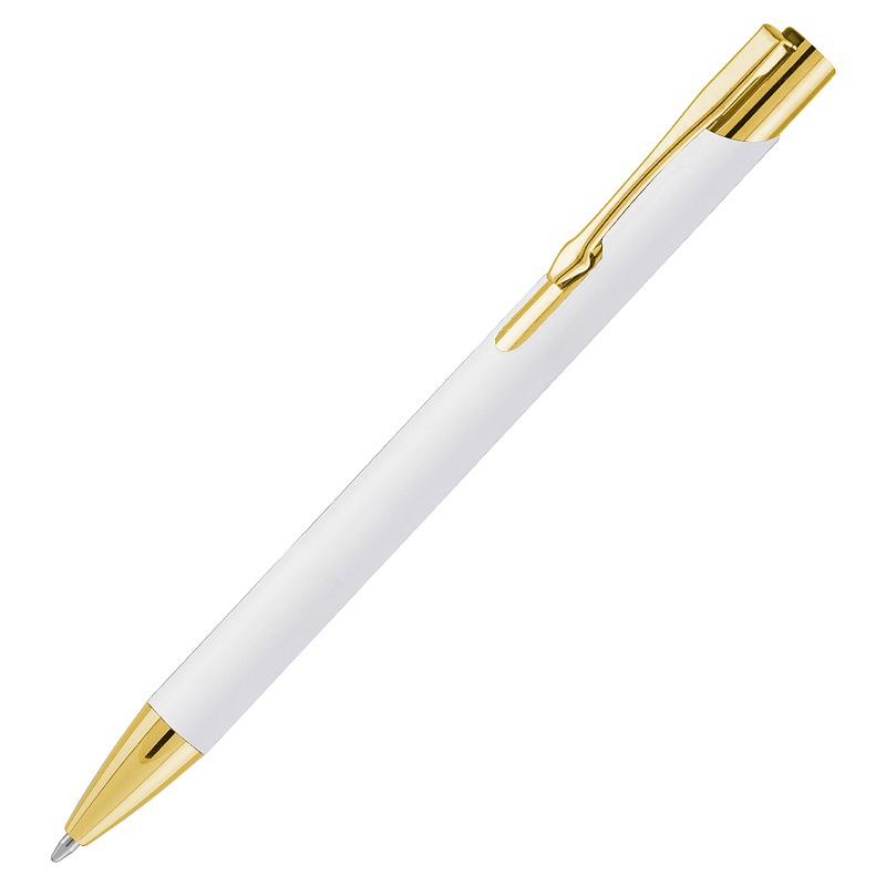 Ручка шариковая, Legend Soft Touch Mirror Gold Requis,  белая/золотистая с логотипом