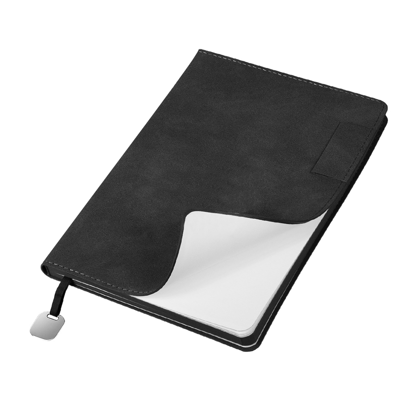 Ежедневник Flexy Tenero Suede A5, черный, недатированный, в гибкой обложке с петлей для ручки с логотипом
