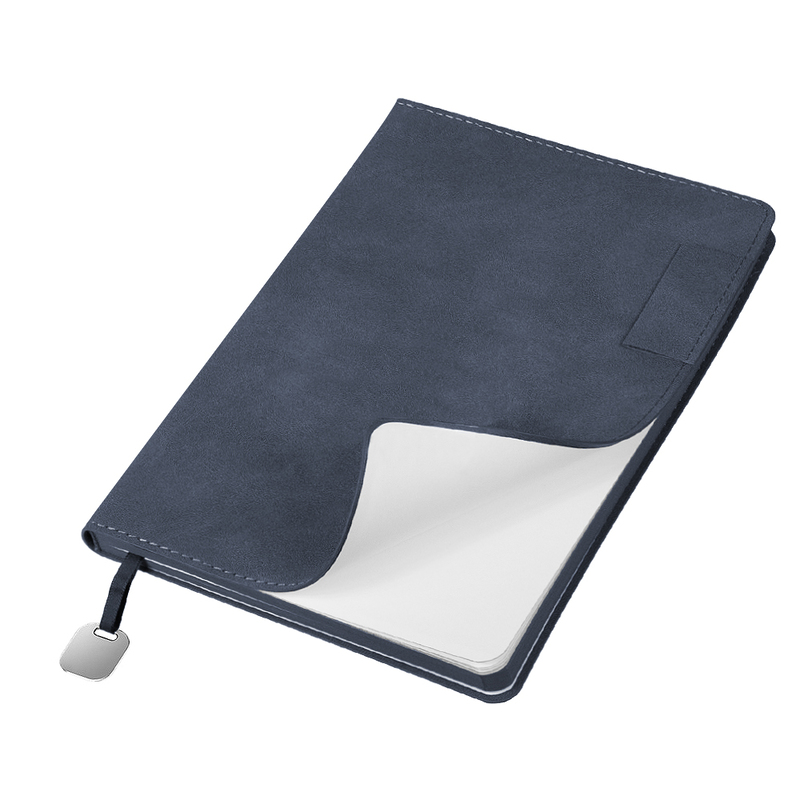 Ежедневник Flexy Tenero Suede A5, синий, недатированный, в гибкой обложке с петлей для ручки с логотипом