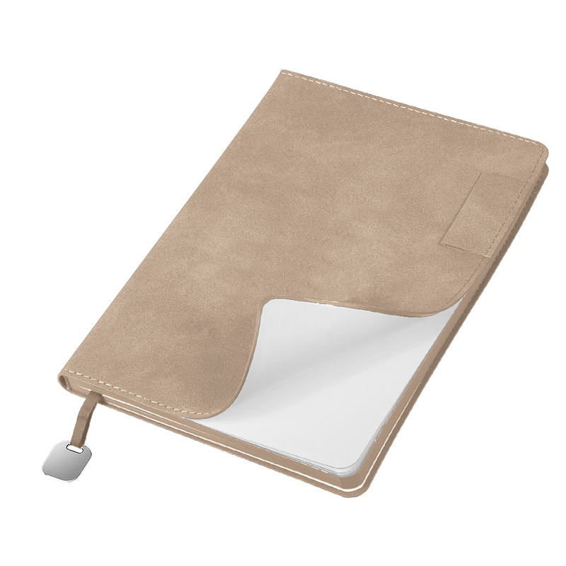 Ежедневник Flexy Tenero Suede A5, бежевый, недатированный, в гибкой обложке с петлей для ручки с логотипом