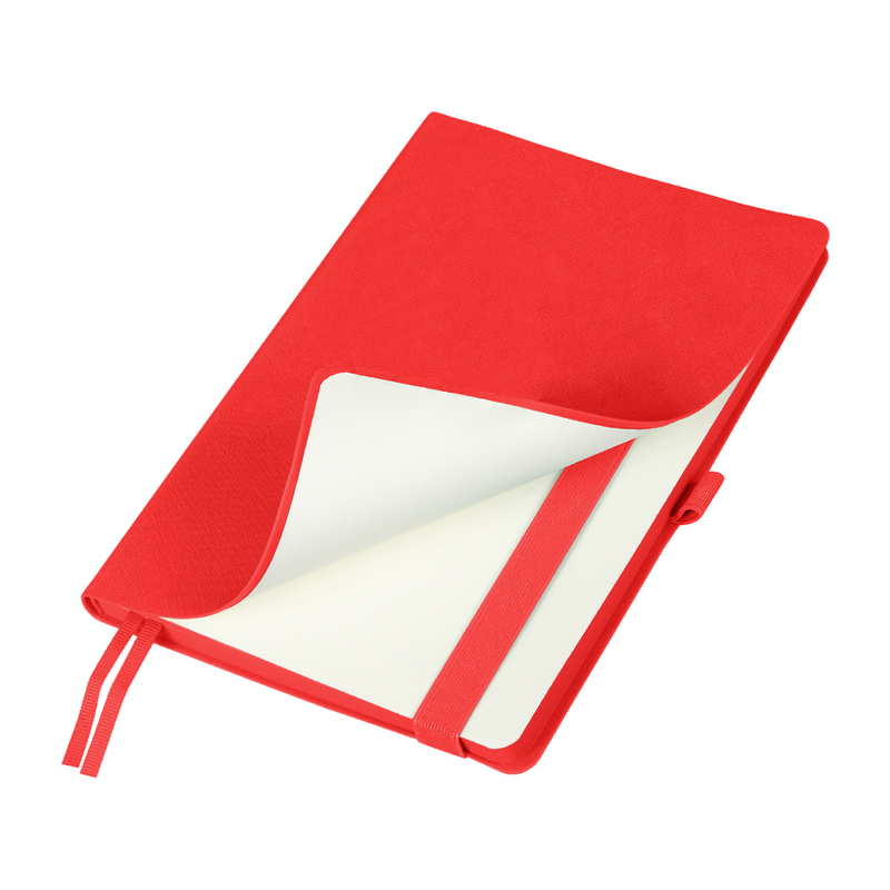 Ежедневник Flexy Line Linen А5, красный/красный, недатированный, в гибкой обложке, с резинкой и петлей для ручки с логотипом