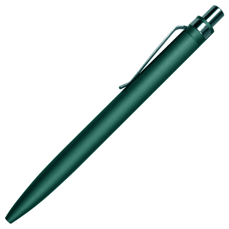 Ручка шариковая Shine Ray Soft touch алюминиевая, зеленая с логотипом