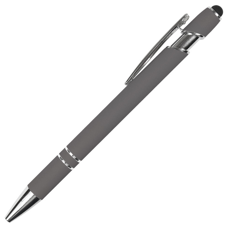 Ручка шариковая, Star Soft Touch Shiny Silver Requis, темно-серая с логотипом