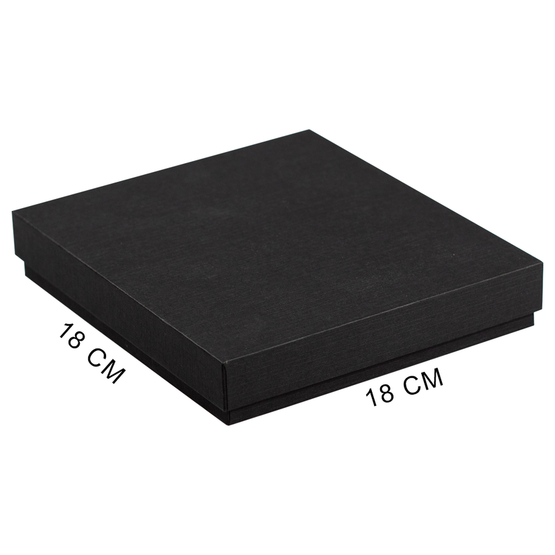 Коробка подарочная, размер 18*18*2 см, Solution Superior Linen, черная,  бежевый ложемент под ручку и прямоугольный предмет с логотипом