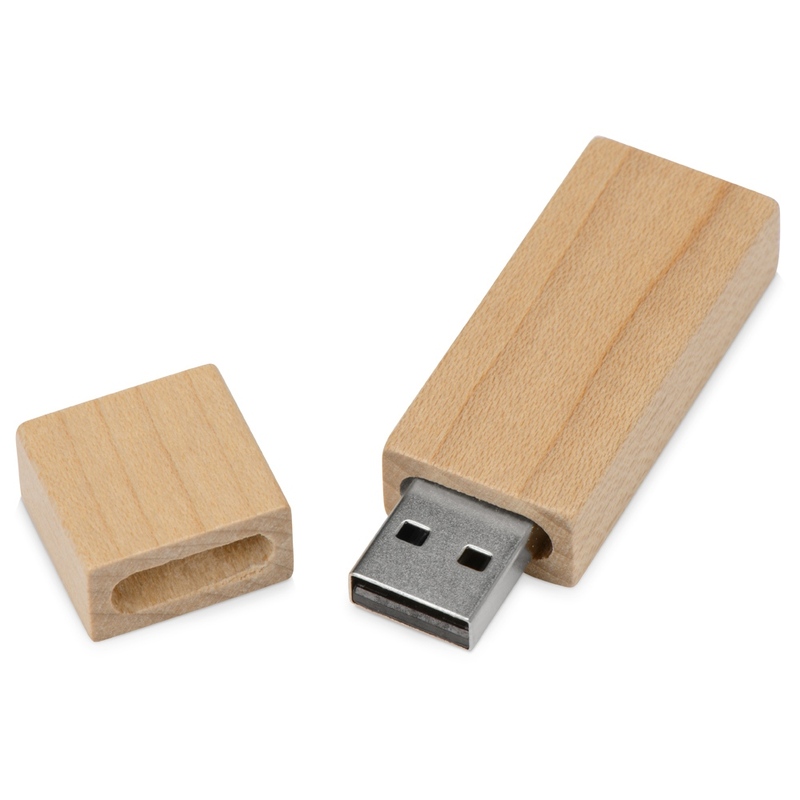 Флеш накопитель USB 2.0 Maple Square 16GB, клен, дерево/дерево с логотипом