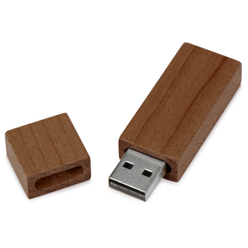 Флеш накопитель USB 2.0 Maple Square 32GB, клен, коричневый/коричневый с логотипом