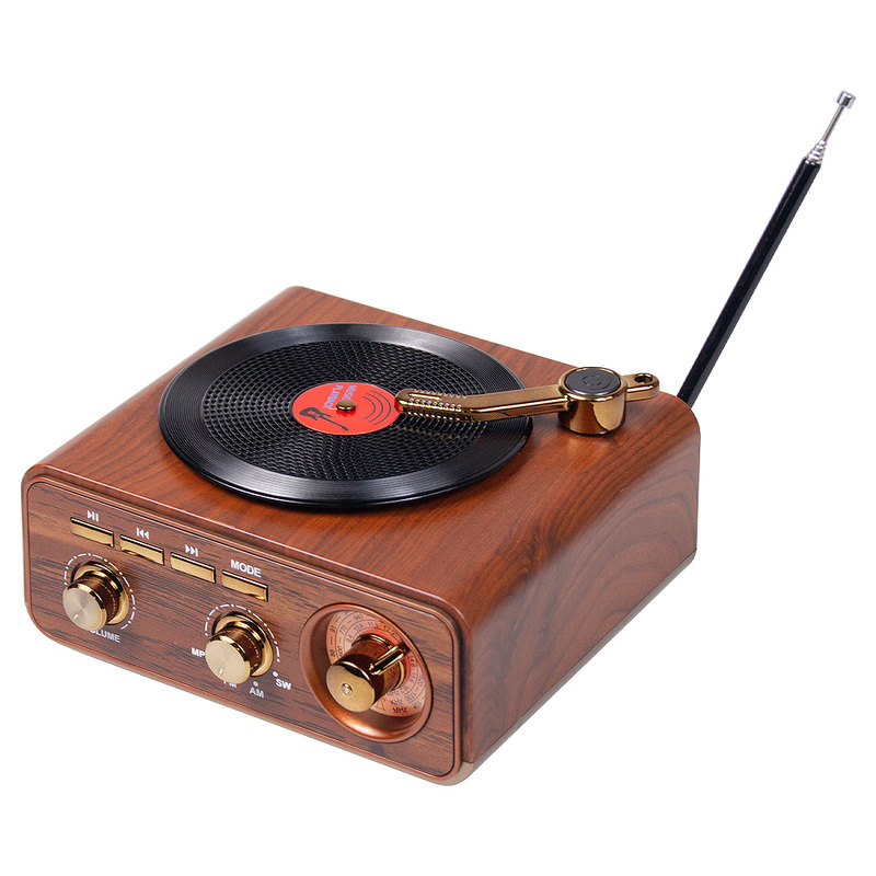 Ретро радио в стиле радиолы, Heritage Nostalgia, диапазон частот  AM FM SW, с USB порт,  Bluetooth, цвет коричневый с логотипом