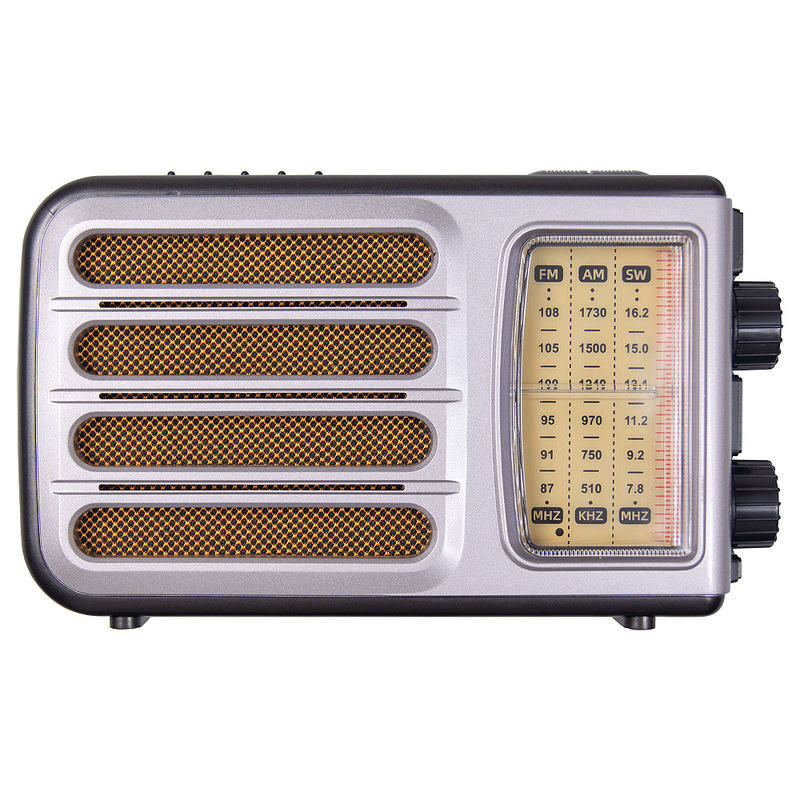 Ретро радио Heritage Melody,  Bluetooth, AM/FM/SW, LED-подсветкой, USB, TF и MP3-плеером, цвет серебристый с логотипом