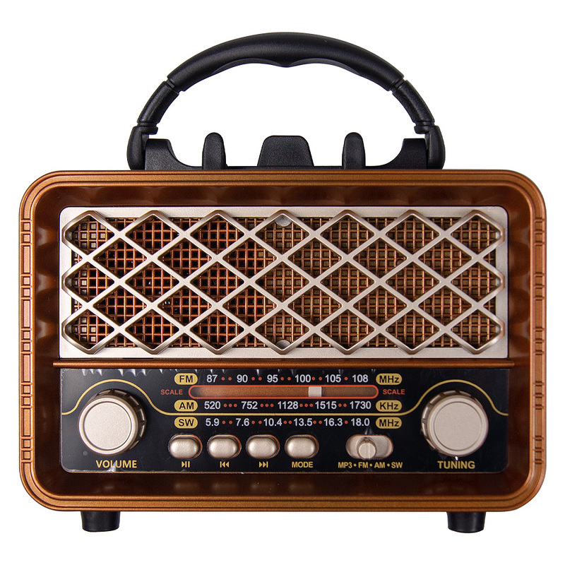 Ретро радио в стиле радиолы, диапазон частот  AM FM SW, USB, Bluetooth, Heritage Timeless, цвет светло-коричневый с логотипом