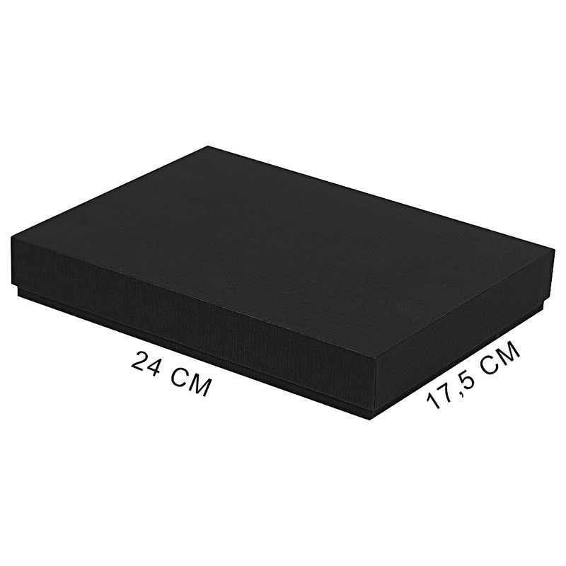 Коробка подарочная, размер 24*17,5*3 см, Solution Superior Linen, черная, бежевый ложемент под индивидуальную вырубку с логотипом