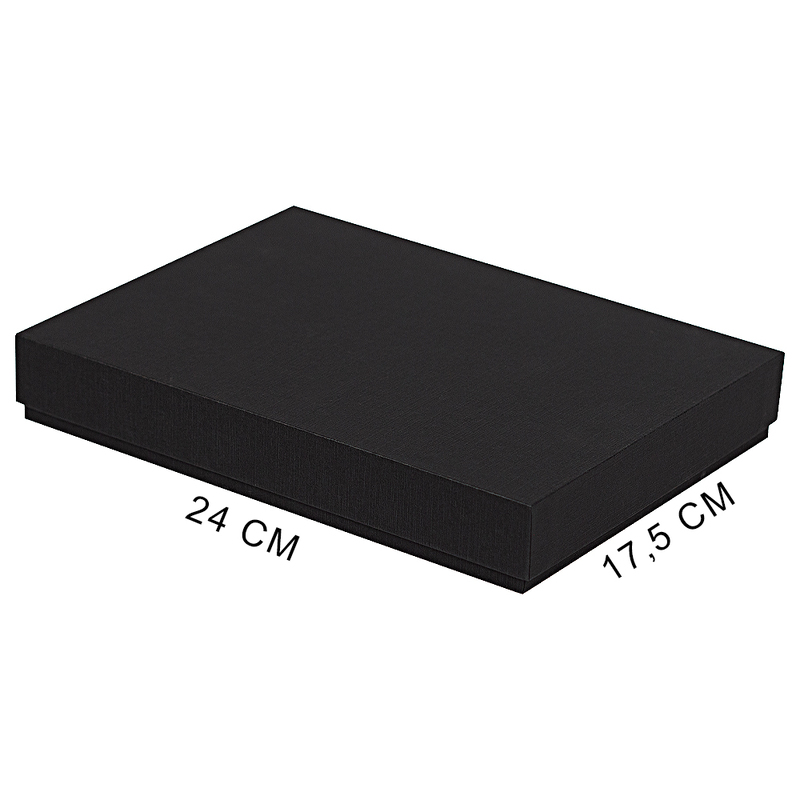 Коробка подарочная, размер 24*17,5*3 см, Solution Superior Delta Fabrique, черная, бежевый ложемент под индивидуальную вырубку с логотипом