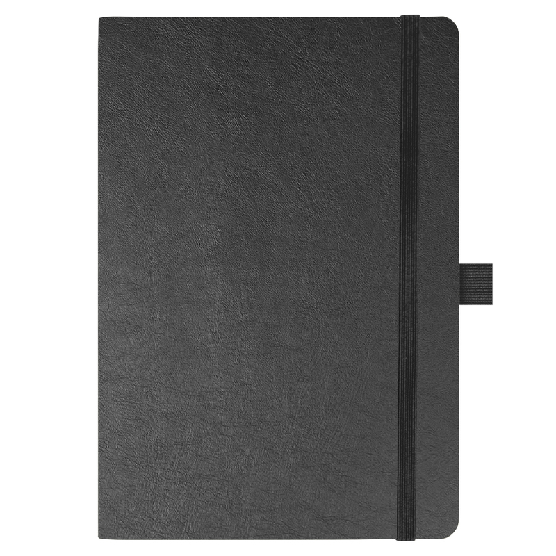 Блокнот Flexy Forest Urban Soft leather  А5, недатированный, с резинкой и петлей для ручки, в гибкой обложке, черный с логотипом