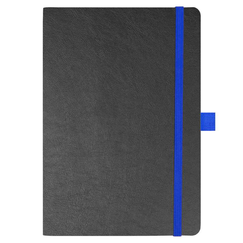 Блокнот Flexy Forest Urban Soft leather  А5, недатированный, с резинкой и петлей для ручки, в гибкой обложке, черно-синий с логотипом