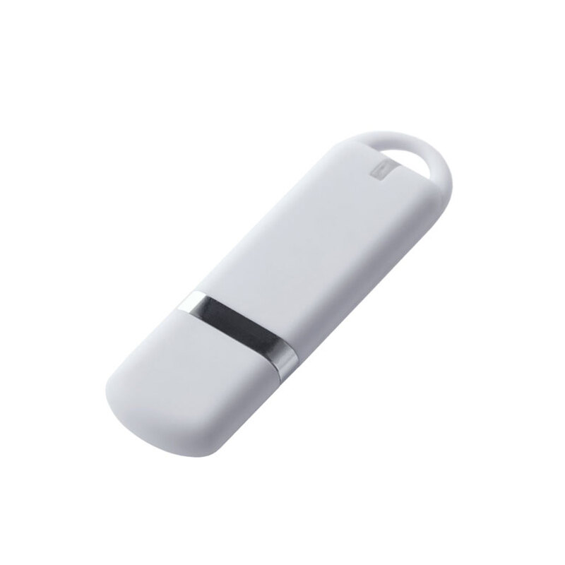 Флеш накопитель USB 2.0 Memo 16GB, пластик Софт Тач, белый/белый с логотипом