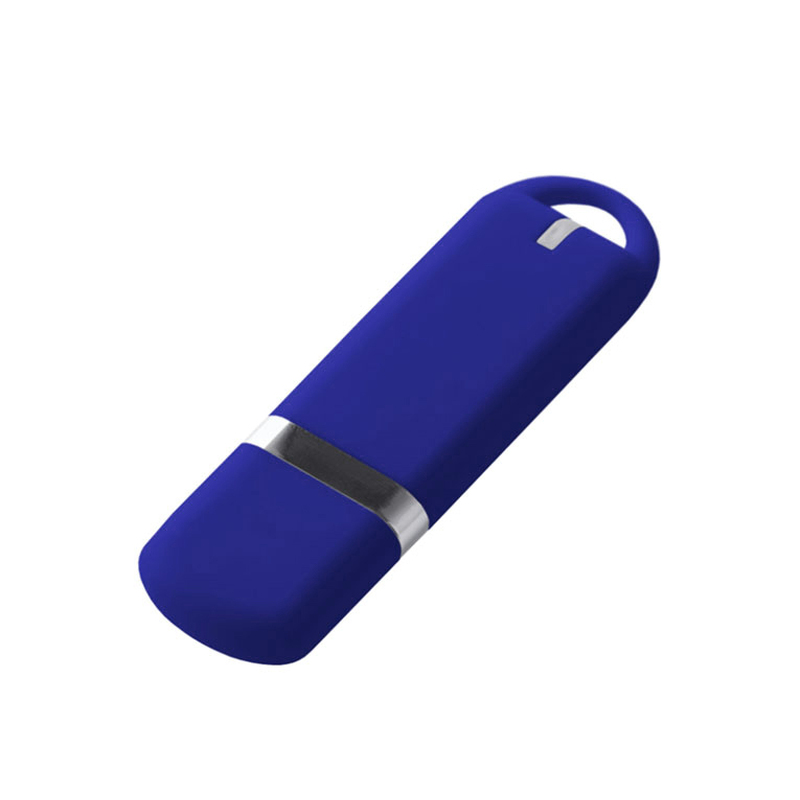 Флеш накопитель USB 2.0 Memo 16GB, пластик Софт Тач, синий/синий с логотипом