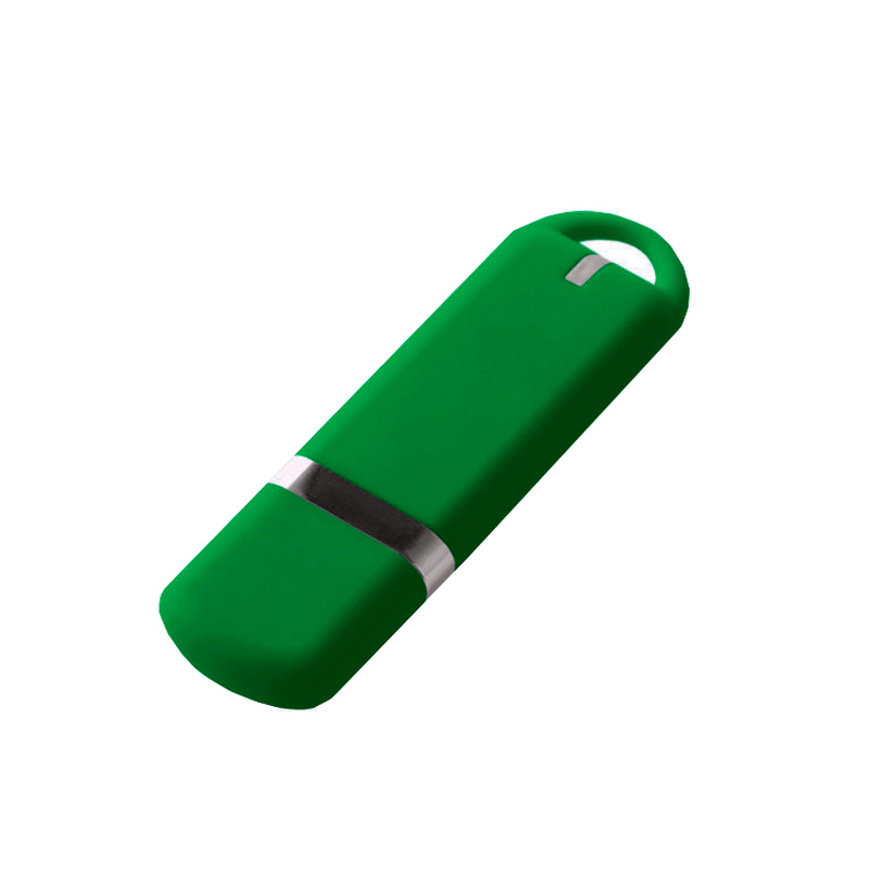 Флеш накопитель USB 2.0 Memo 32GB, пластик Софт Тач, зеленый/зеленый с логотипом