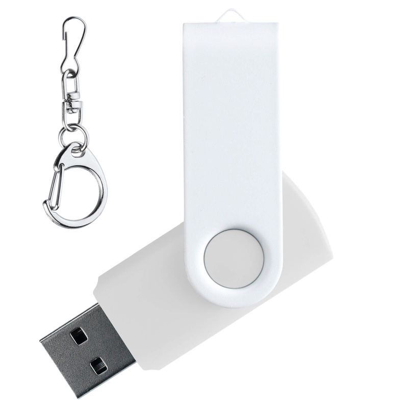 Флеш накопитель Twister 16GB, пластик Софт Тач/металл, белый/белый с логотипом