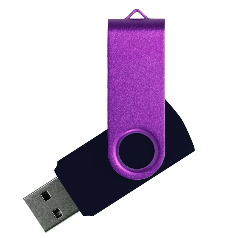 Флеш накопитель USB 2.0 Twister 16GB, пластик Софт Тач/металл, черный/фиолетовый с логотипом