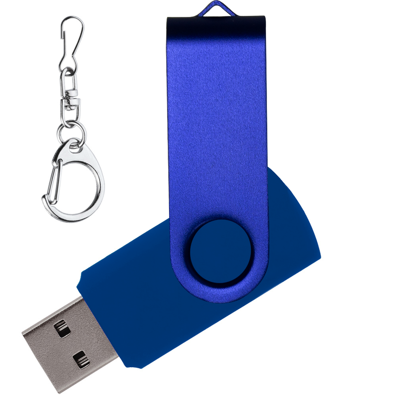 Флеш накопитель USB 2.0 Twister 32GB, пластик Софт Тач/металл, синий/синий с логотипом