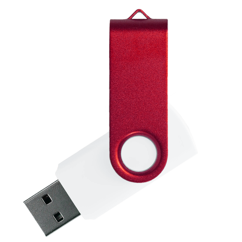 Флеш накопитель USB 2.0 Twister Сolor Mix 16GB, пластик Софт Тач/металл, белый/красный с логотипом