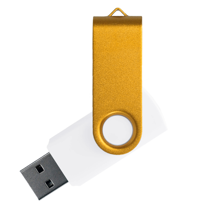 Флеш накопитель USB 2.0 Twister Сolor Mix 16GB, пластик Софт Тач/металл, белый/желтый с логотипом