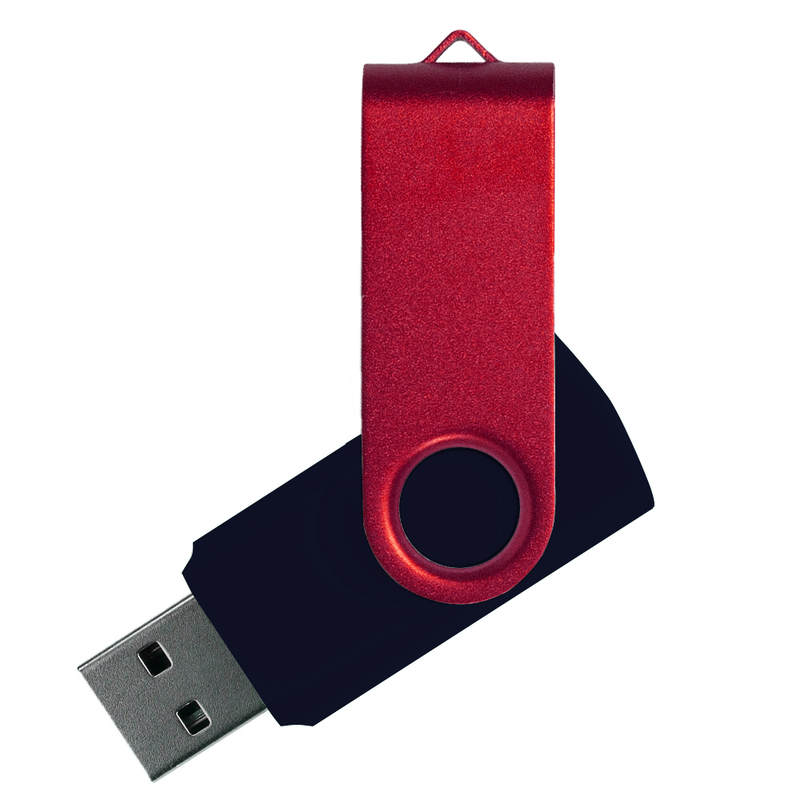 Флеш накопитель USB 2.0 Twister Сolor Mix 16GB, пластик Софт Тач/металл, черный/красный с логотипом