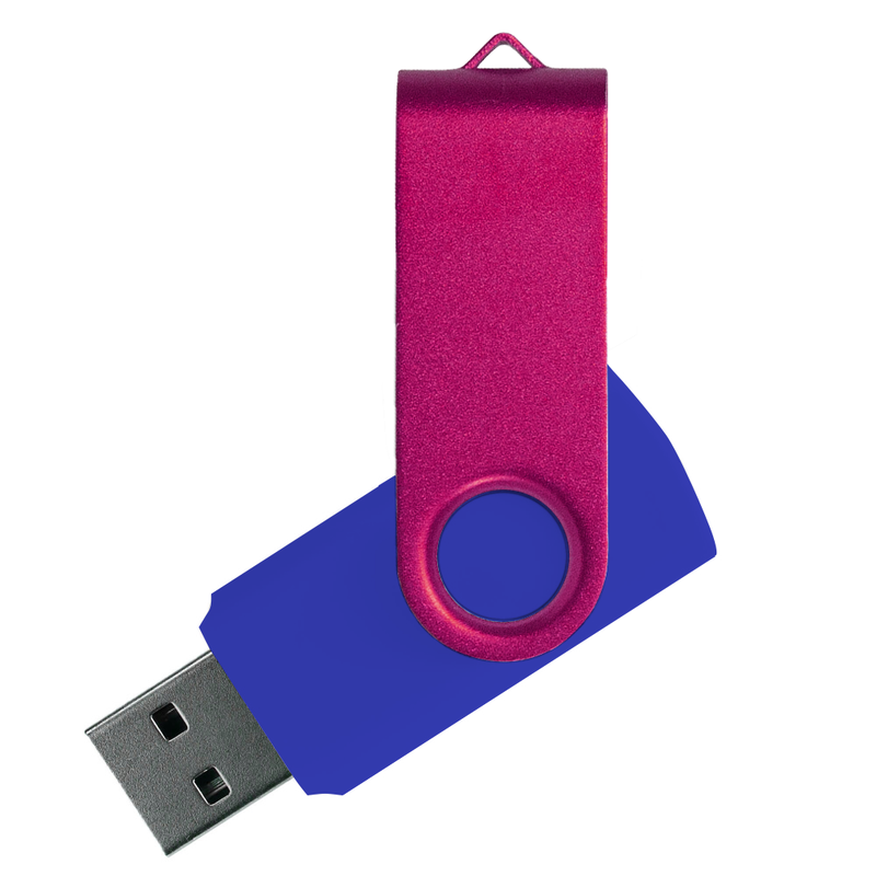 Флеш накопитель USB 2.0 Twister Сolor Mix 16GB, пластик Софт Тач/металл, синий/розовый с логотипом