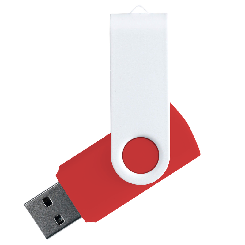 Флеш накопитель USB 2.0 Twister Сolor Mix 16GB, пластик Софт Тач/металл, красный/белый с логотипом