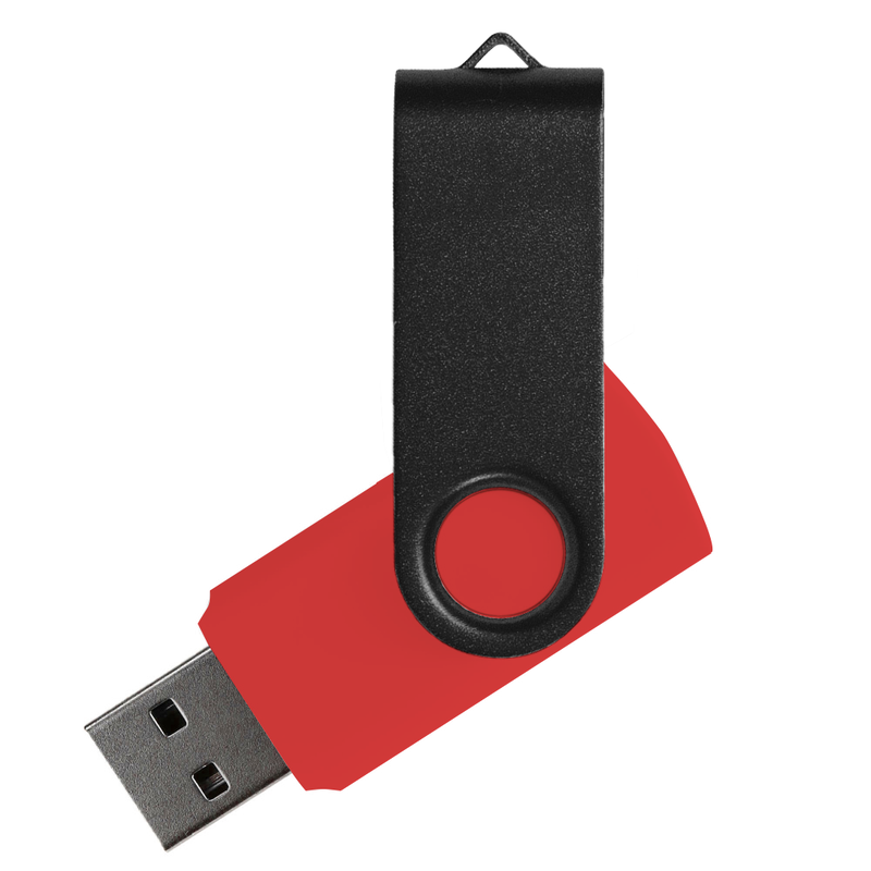 Флеш накопитель USB 2.0 Twister Сolor Mix 16GB, пластик Софт Тач/металл, красный/черный с логотипом