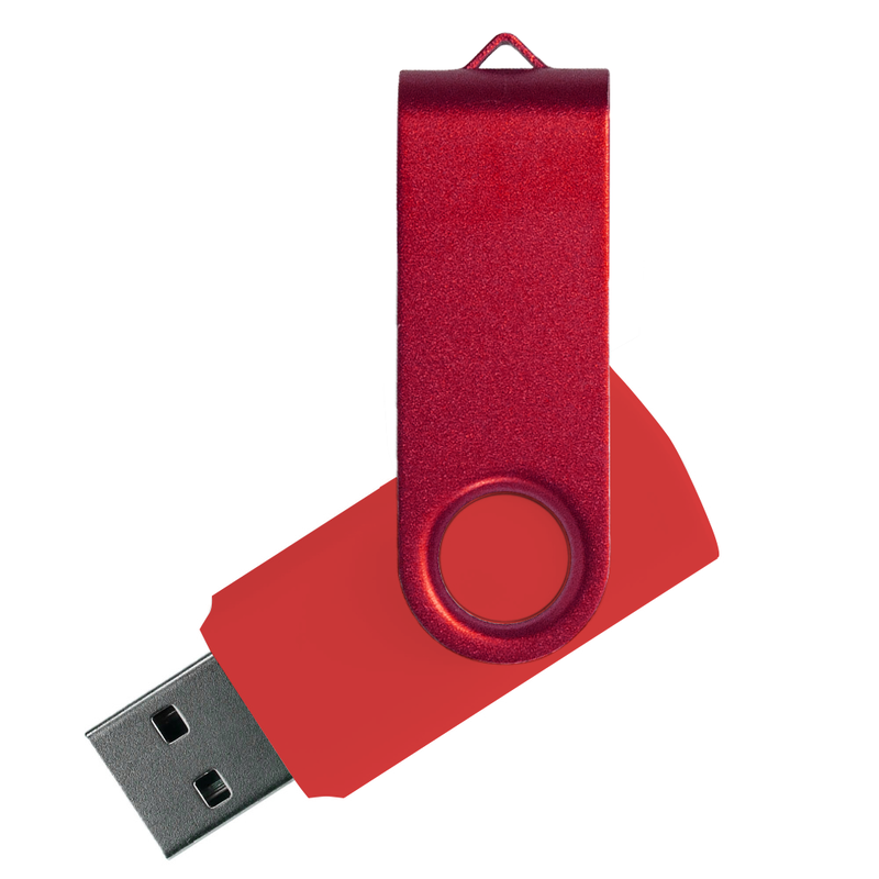 Флеш накопитель USB 2.0 Twister Сolor Mix 16GB, пластик Софт Тач/металл, красный/красный с логотипом
