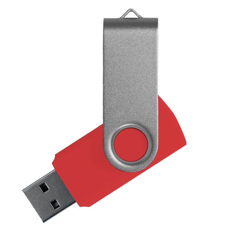 Флеш накопитель USB 2.0 Twister Сolor Mix 16GB, пластик Софт Тач/металл, красный/серебристый с логотипом
