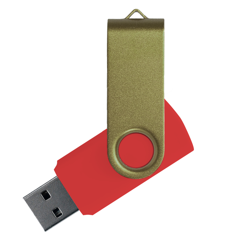 Флеш накопитель USB 2.0 Twister Сolor Mix 16GB, пластик Софт Тач/металл, красный/оливковый с логотипом