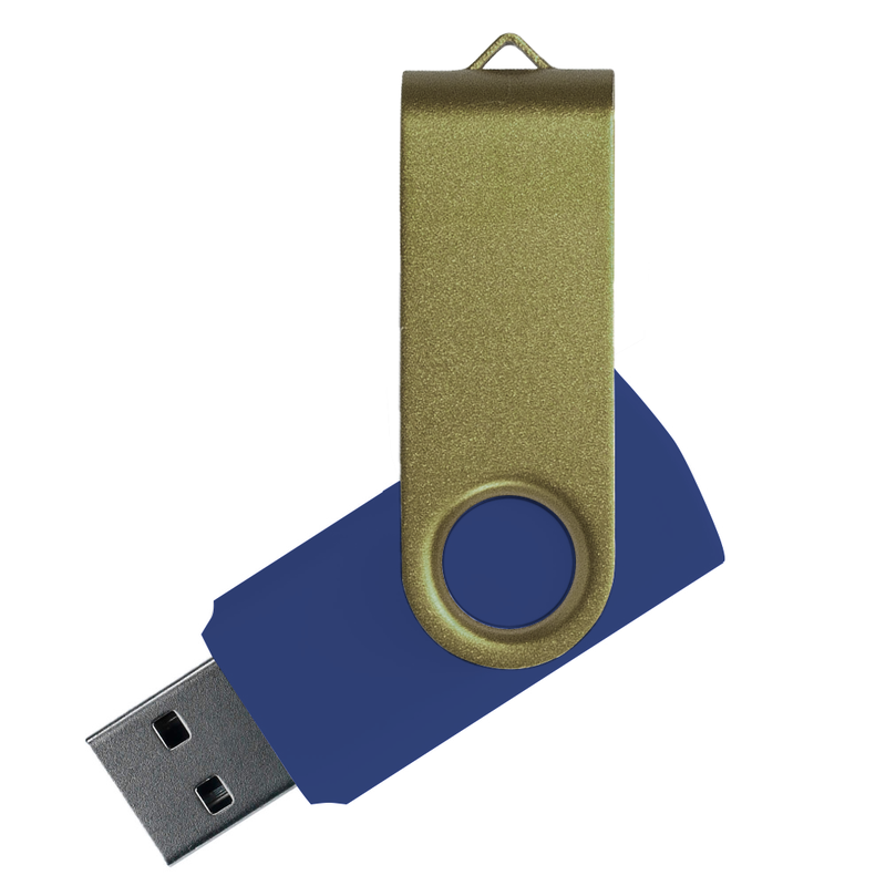 Флеш накопитель USB 2.0 Twister Сolor Mix 16GB, пластик Софт Тач/металл, темно-синий/оливковый с логотипом