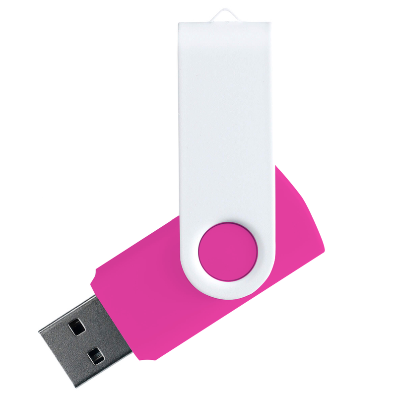 Флеш накопитель USB 2.0 Twister Сolor Mix 16GB, пластик Софт Тач/металл, розовый/белый с логотипом
