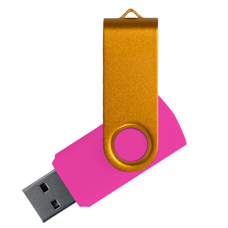Флеш накопитель USB 2.0 Twister Сolor Mix 16GB, пластик Софт Тач/металл, розовый/золотистый с логотипом