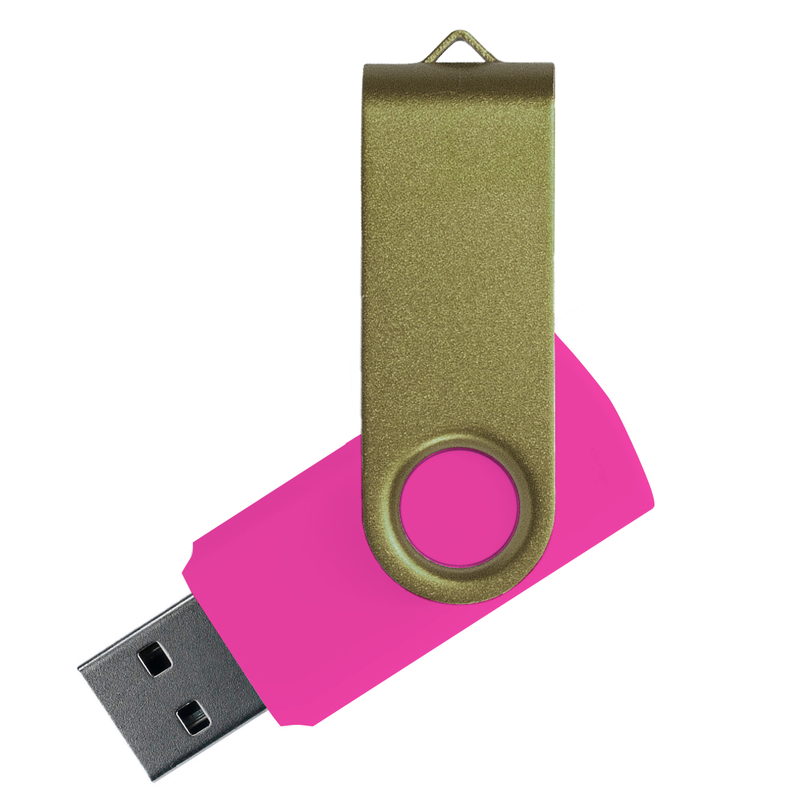 Флеш накопитель USB 2.0 Twister Сolor Mix 16GB, пластик Софт Тач/металл, розовый/оливковый с логотипом