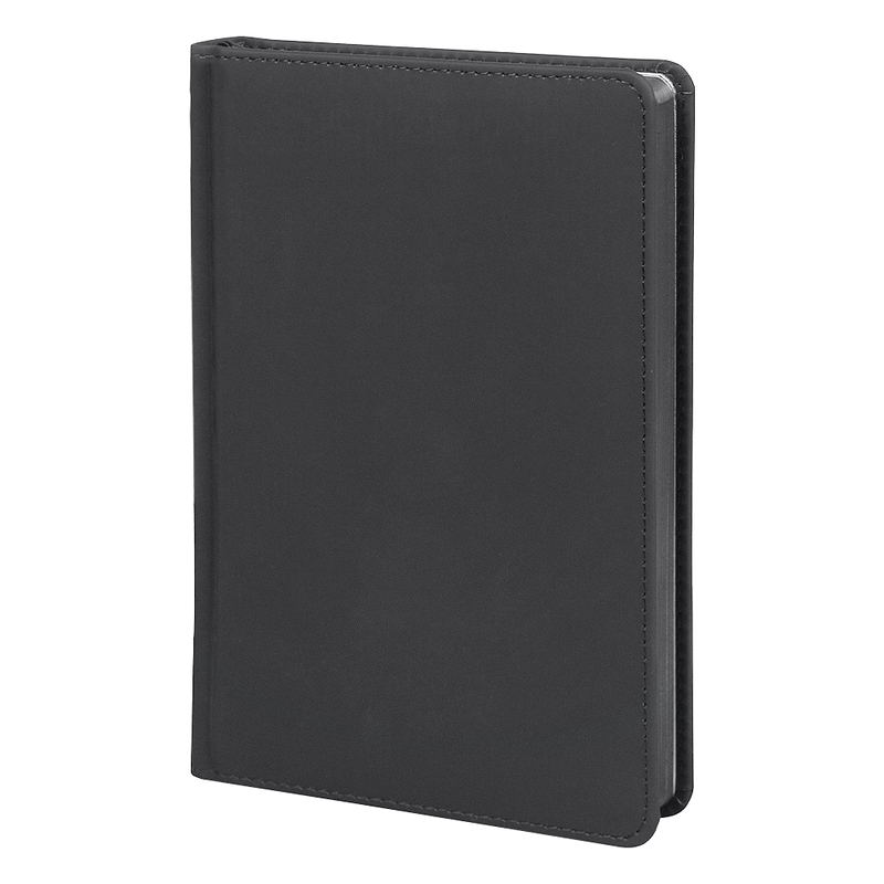 Ежедневник полудатированный Classic Soft А5, серый, в твердой обложке с поролоном с логотипом