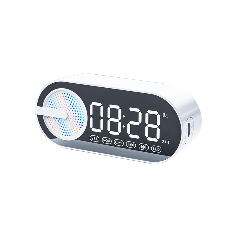 Колонка беспроводная  MyTone Sound Clock c часами,  белая с логотипом